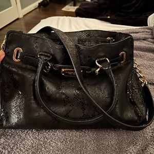 Black and gold snakeskin print Michael kors tote